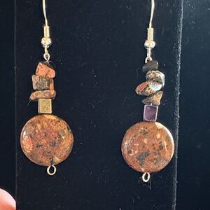 Hand Crafted Natural Stone Earrings with Hematite Accents